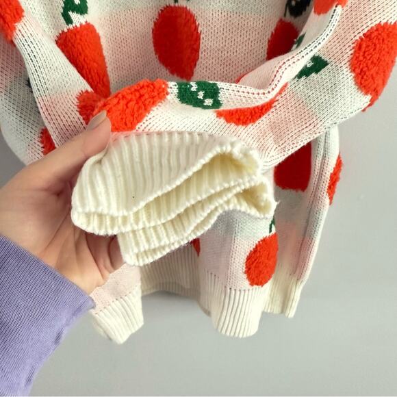 Unbranded Womens Knitted Orange Sweater Casual Cute Loose Pullover Fruit Texture - Picture 3 of 6